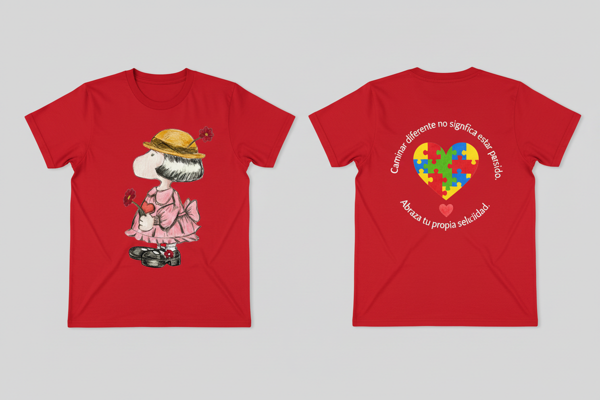 Camila Red T-Shirt - front and back mockup