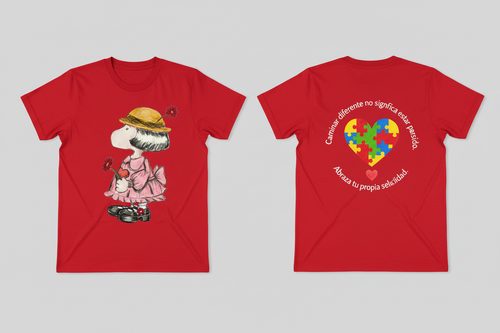 Camila Red T-Shirt - front and back mockup